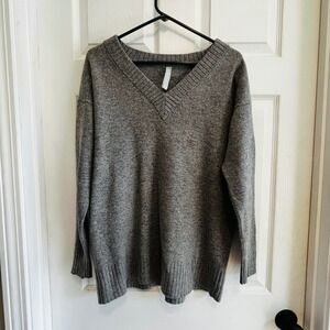 Athleta Gray Wool Cashmere V Neck Sweater Long Sleeve Size M